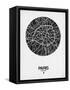 Paris Street Map Black on White-null-Framed Stretched Canvas