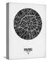 Paris Street Map Black on White-null-Stretched Canvas