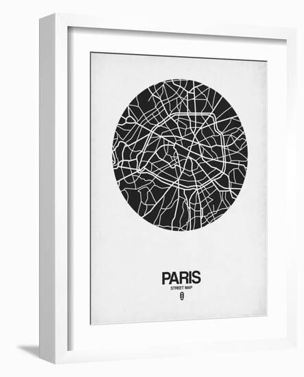 Paris Street Map Black on White-null-Framed Art Print