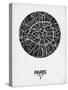 Paris Street Map Black on White-null-Stretched Canvas