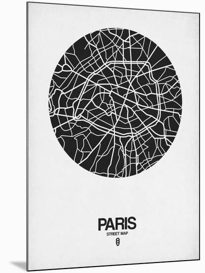 Paris Street Map Black on White-NaxArt-Mounted Art Print