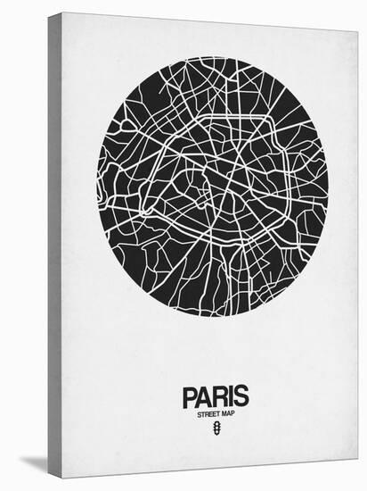 Paris Street Map Black on White-NaxArt-Stretched Canvas