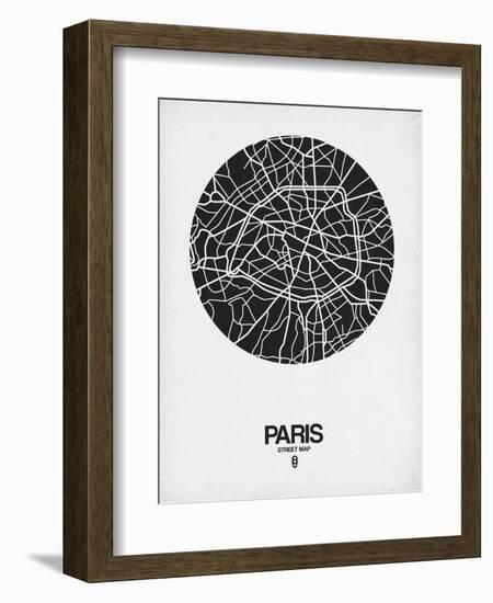 Paris Street Map Black on White-NaxArt-Framed Art Print