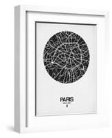 Paris Street Map Black on White-NaxArt-Framed Art Print