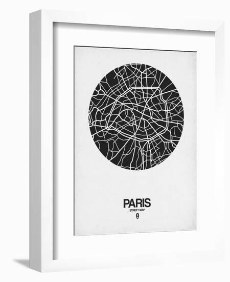 Paris Street Map Black on White-NaxArt-Framed Art Print