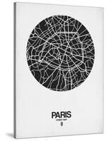 Paris Street Map Black on White-NaxArt-Stretched Canvas