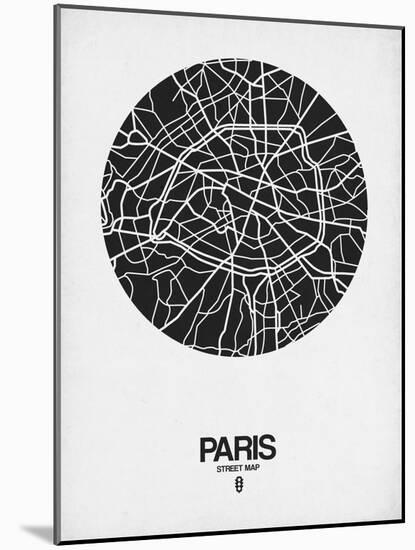 Paris Street Map Black on White-NaxArt-Mounted Art Print