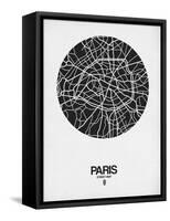 Paris Street Map Black on White-NaxArt-Framed Stretched Canvas