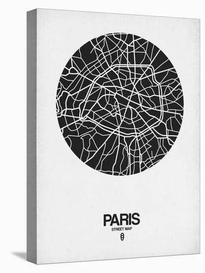 Paris Street Map Black on White-NaxArt-Stretched Canvas