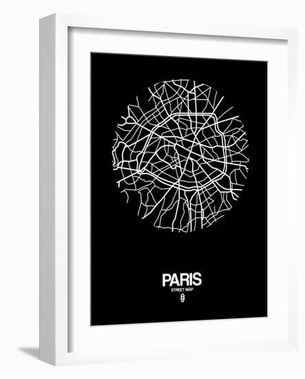 Paris Street Map Black-null-Framed Art Print