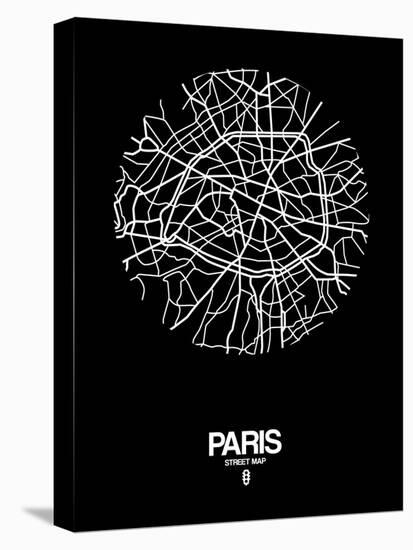 Paris Street Map Black-NaxArt-Stretched Canvas