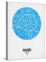 Paris Street Map Blue-NaxArt-Stretched Canvas