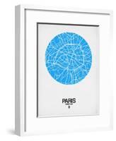 Paris Street Map Blue-NaxArt-Framed Art Print