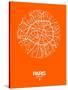 Paris Street Map Orange-NaxArt-Stretched Canvas