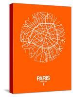 Paris Street Map Orange-NaxArt-Stretched Canvas
