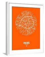 Paris Street Map Orange-NaxArt-Framed Art Print