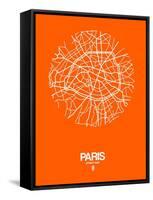 Paris Street Map Orange-NaxArt-Framed Stretched Canvas