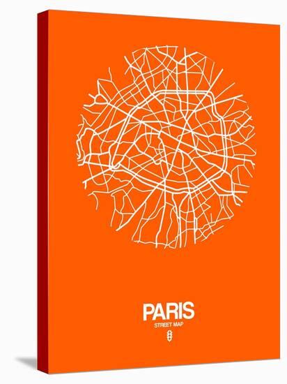 Paris Street Map Orange-NaxArt-Stretched Canvas