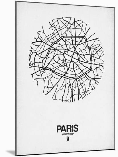 Paris Street Map White-NaxArt-Mounted Art Print