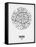 Paris Street Map White-NaxArt-Framed Stretched Canvas
