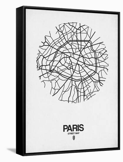 Paris Street Map White-NaxArt-Framed Stretched Canvas