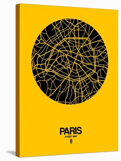 Paris Street Map Yellow-NaxArt-Stretched Canvas