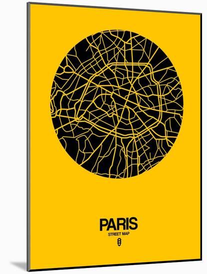 Paris Street Map Yellow-NaxArt-Mounted Art Print