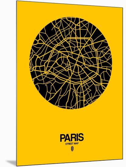 Paris Street Map Yellow-NaxArt-Mounted Art Print