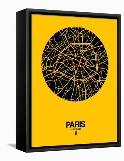 Paris Street Map Yellow-NaxArt-Framed Stretched Canvas