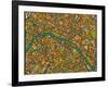 Paris Street Map-Jazzberry Blue-Framed Art Print