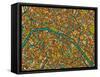 Paris Street Map-Jazzberry Blue-Framed Stretched Canvas