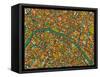 Paris Street Map-Jazzberry Blue-Framed Stretched Canvas