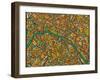 Paris Street Map-Jazzberry Blue-Framed Art Print