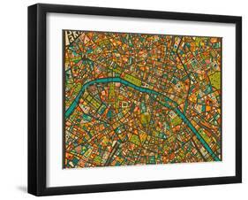 Paris Street Map-Jazzberry Blue-Framed Art Print