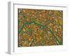 Paris Street Map-Jazzberry Blue-Framed Art Print