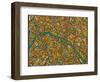 Paris Street Map-Jazzberry Blue-Framed Art Print