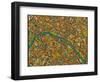 Paris Street Map-Jazzberry Blue-Framed Art Print