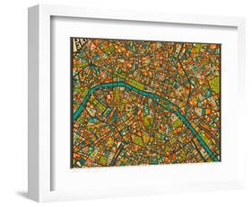 Paris Street Map-Jazzberry Blue-Framed Art Print