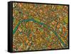Paris Street Map-Jazzberry Blue-Framed Stretched Canvas