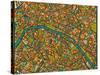 Paris Street Map-Jazzberry Blue-Stretched Canvas