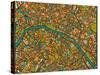 Paris Street Map-Jazzberry Blue-Stretched Canvas