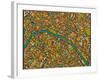 Paris Street Map-Jazzberry Blue-Framed Art Print