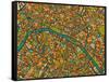 Paris Street Map-Jazzberry Blue-Framed Stretched Canvas