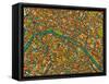 Paris Street Map-Jazzberry Blue-Framed Stretched Canvas