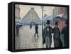 Paris Street; Rainy Day, 1877, by Gustave Caillebotte, 1848-1895, French painting,-Gustave Caillebotte-Framed Stretched Canvas