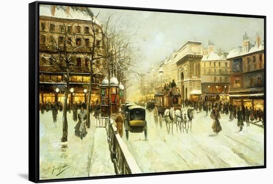 Paris Street Scene-Fausto Giusto-Framed Stretched Canvas