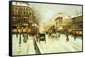 Paris Street Scene-Fausto Giusto-Framed Stretched Canvas