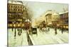 Paris Street Scene-Fausto Giusto-Stretched Canvas