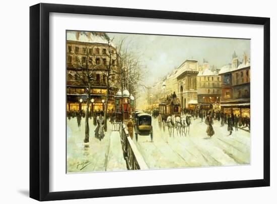 Paris Street Scene-Fausto Giusto-Framed Premium Giclee Print