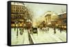 Paris Street Scene-Fausto Giusto-Framed Stretched Canvas